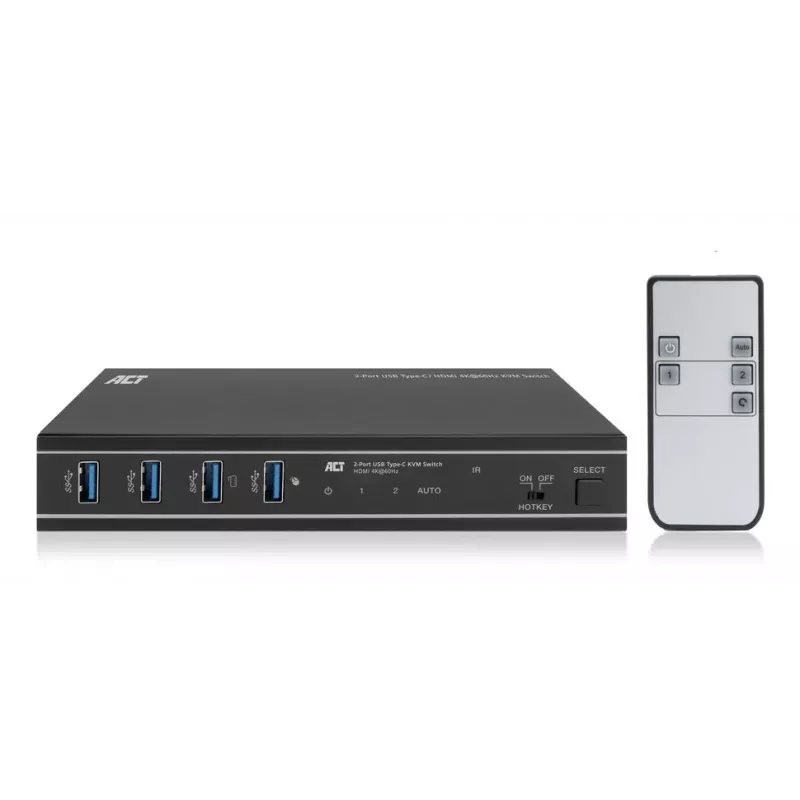 KVM-lüliti ACT 2-pordiline USB-C/HDMI 4K@60Hz AC7922 USB-klaviatuuri/hiire, HDMI-video, 100W PD-ga