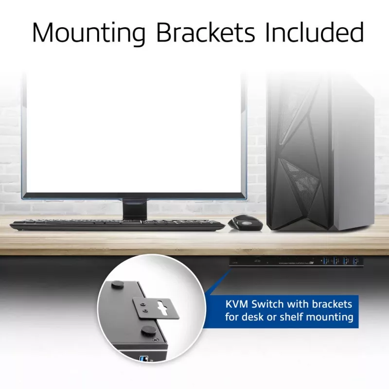 KVM-lüliti ACT 2-pordiline USB-C/HDMI 4K@60Hz AC7922 USB-klaviatuuri/hiire, HDMI-video, 100W PD-ga