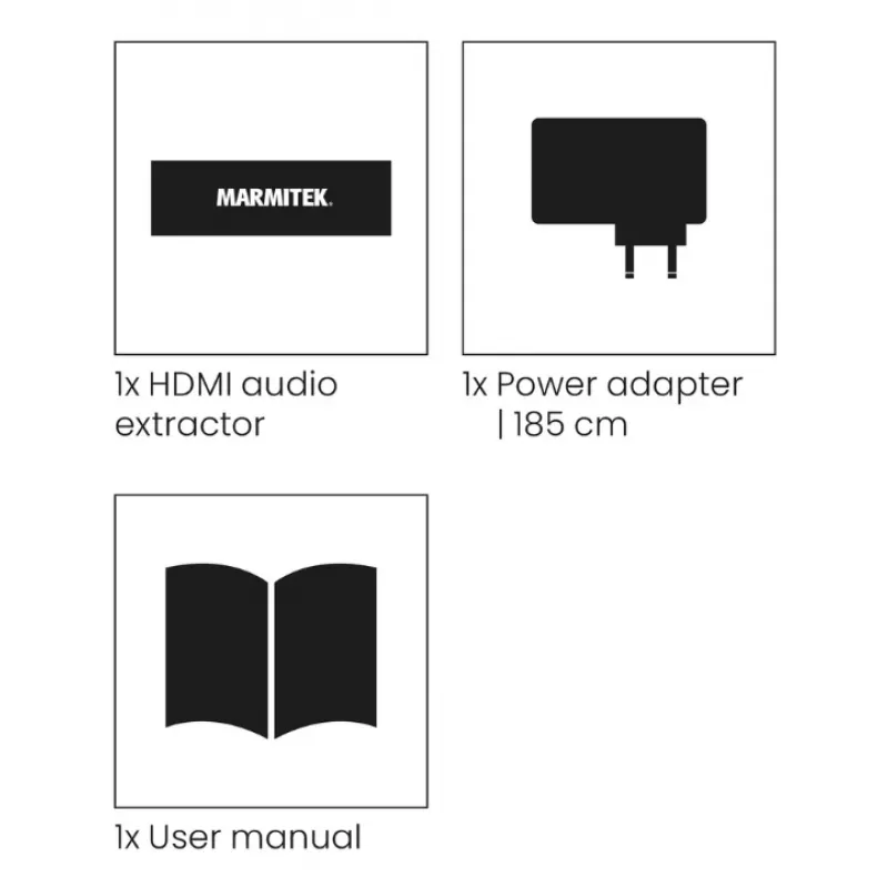 Videosignaali muundur Marmitek 25008496 — HDMI sisend HDMI/TOSLINK/3,5 mm väljundile, kuni 7680×4320, 7.1 heli