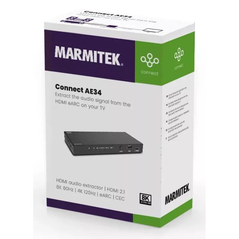 Videosignaali muundur Marmitek 25008496 — HDMI sisend HDMI/TOSLINK/3,5 mm väljundile, kuni 7680×4320, 7.1 heli