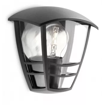 Philips myGarden Creek seinavalgusti 60 W E27, ilma pirnita, välisseinavalgustus, must, metall, IP44, aed, terrass, II