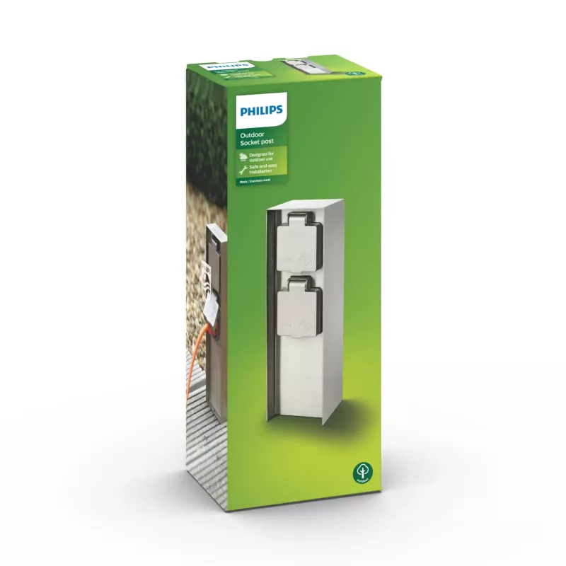 Välistingimustesse mõeldud pistikupesa Philips myGarden 171084716 Roostevaba teras IP44 50–60 Hz
