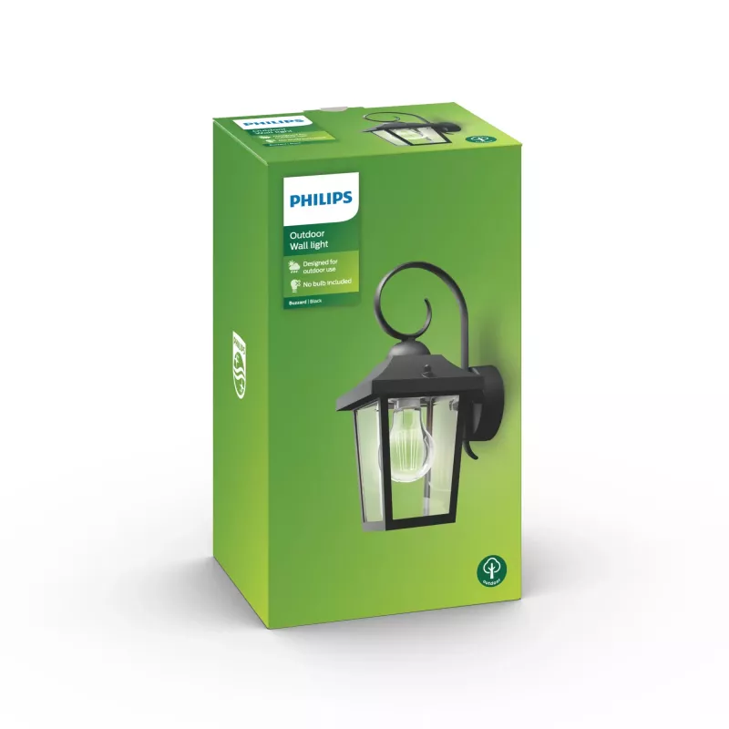 Philips myGarden Buzzard välisseinalamp 60W E27 Must Alumiinium (ilma pirnita)