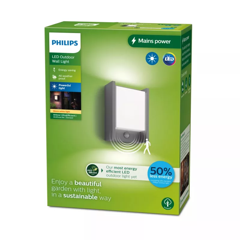 Philips Arbour seinavalgusti 3,8 W, välisseinavalgustus, antratsiit, metall, IP44, terrass, aed, II