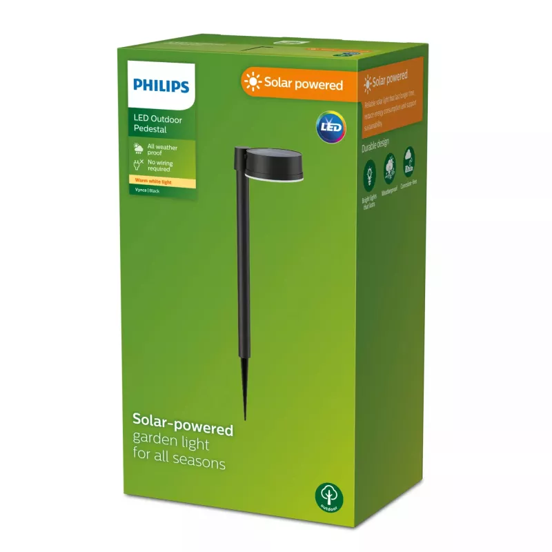 Philips Vynce post/rajavalgusti 1,5 W, välistingimustesse post/rajavalgustus, must, plastik, IP44, terrass, aed, III