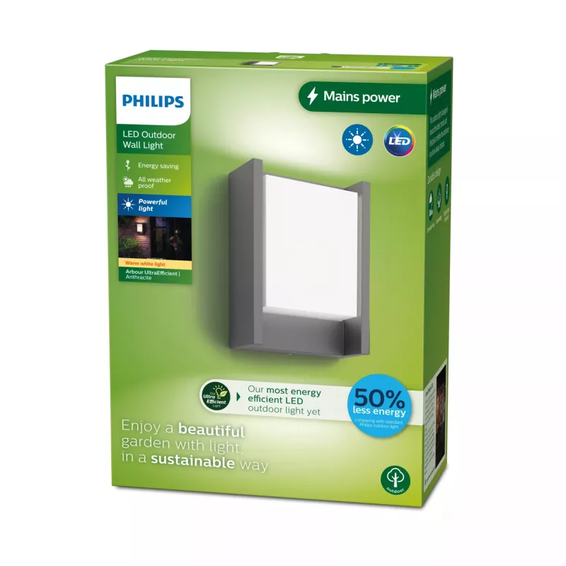Välisseinalamp Signify Philips Arbour 3,8 W LED antratsiit, 220–240 V, 1 pirn
