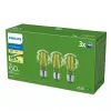 LED-pirn Philips Classic 60W ekvivalent, E27 läbipaistev soe valge, 3 tk pakend, energiaklass A