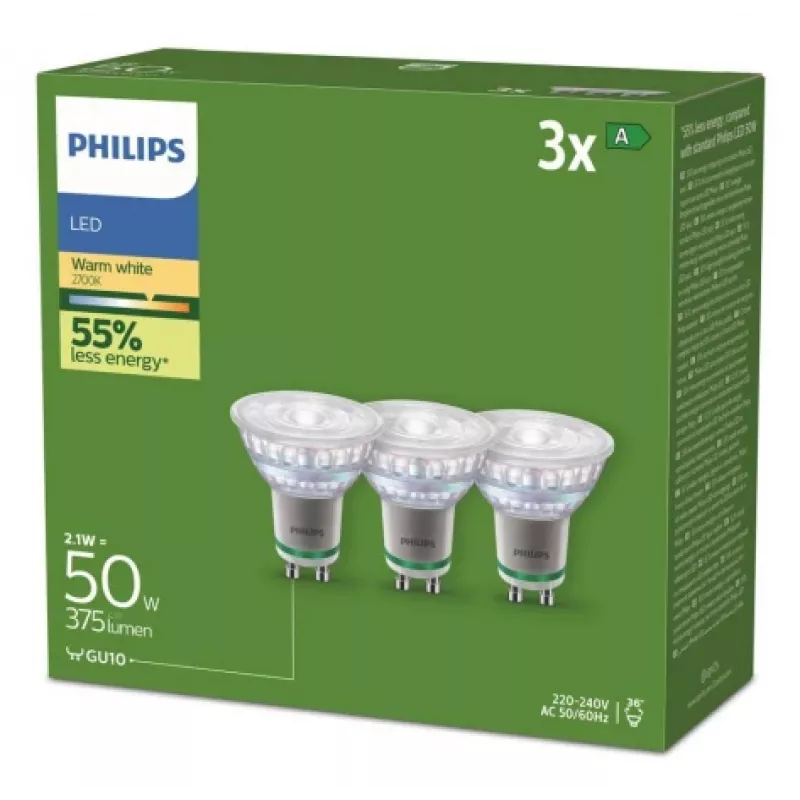 Philips 929003634693 LED pirn Soe valge 2700 K 2,1 W GU10 A