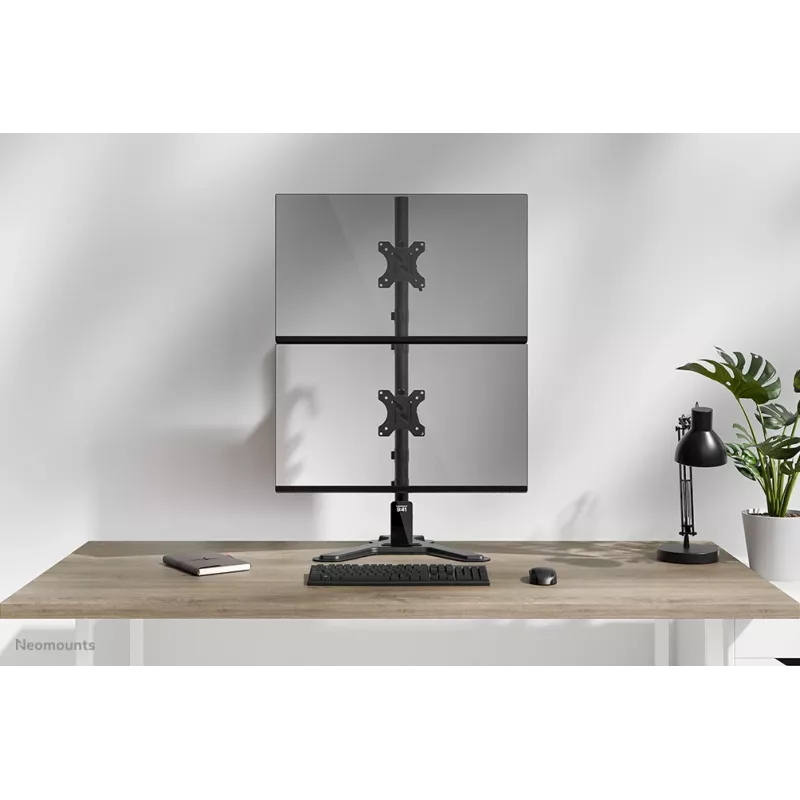 Neomounts kaksikmonitori alus DS45-600BL2V kahele ekraanile 10–32 tolli, VESA 75x75–100x100, max koormus 9 kg, vabaltseisev, must