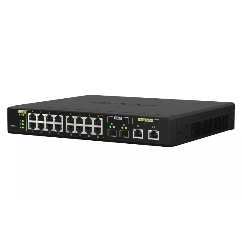 QNAP QSW-M2116P-2T2S võrgukommutaator Hallatav L2 2.5G Ethernet Power over Ethernet (PoE) Must
