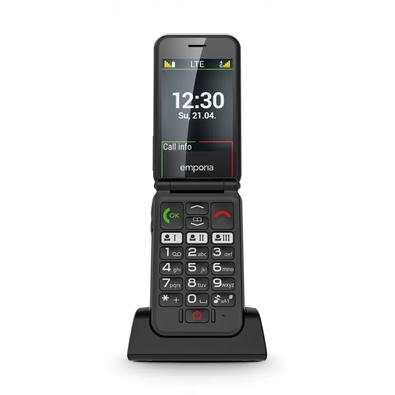Emporia SIMPLICITYglam.4G 7,11 cm (2,8 inch) 106 g Must eakate telefon