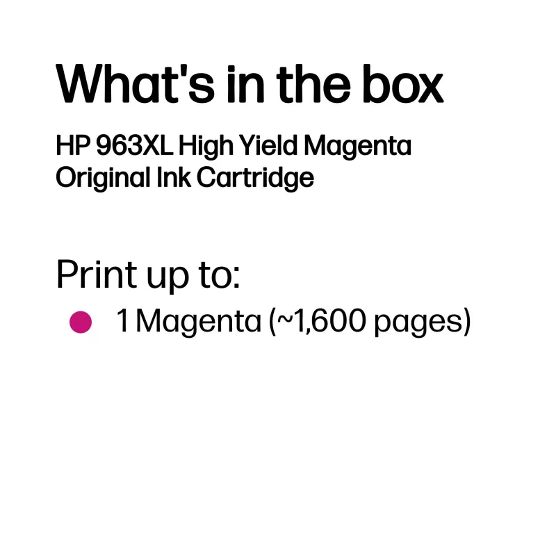 HP 963XL suure mahutavusega magenta originaaltindikassett, magenta, 1 tk, 1600 lehekülge