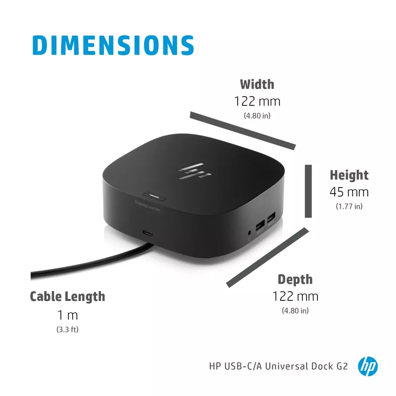 HP USB-C Dock G5 juhtmega USB 3.2 Gen 1 USB-C must 100W