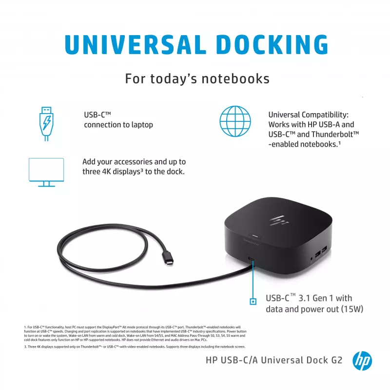 HP USB-C/A universaalne dokk G2