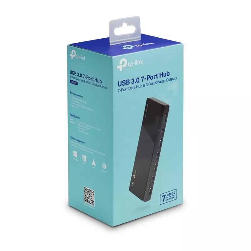 TP-Link UH700 liidese jaotur USB 3.2 Gen 1 (3.1 Gen 1) Micro-B 5000 Mbit/s Must