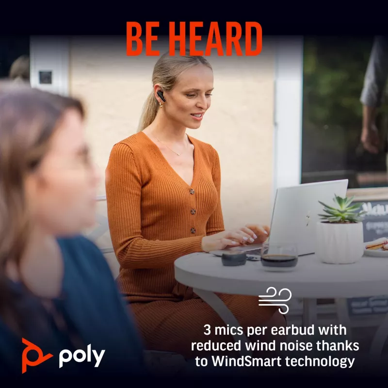 HP Poly Voyager Free 60+ UC Carbon Must Earbuds +BT700 USB-C Adapter +Touchscreen Charge Case