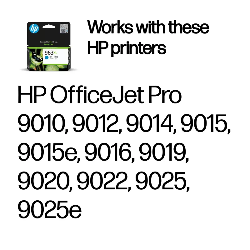 HP 963XL suure saagikusega tsüaan originaal tindikassett, tsüaan, 1 tk, 1600 lehekülge