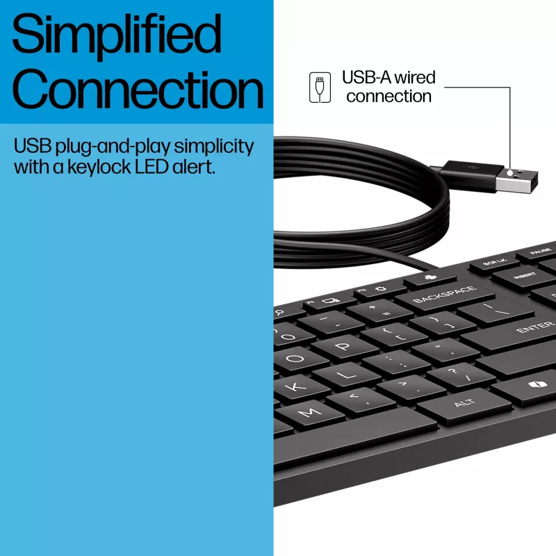 HP Wired Desktop 320K klaviatuur täissuuruses USB must 1,8 m kaabel