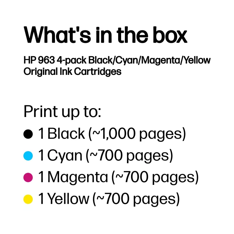 HP 963 4-pakendis must/tsüaan/magenta/kollane originaaltindikassetid