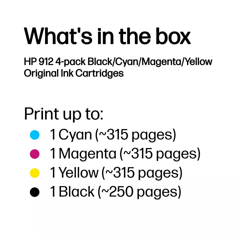 HP 912 4-pakend must/tsüaan/magenta/kollane originaalsed tindikassetid
