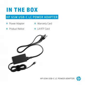 HP 65W USB-C LC toiteadapter sülearvutile Siseruumidesse 65W Must