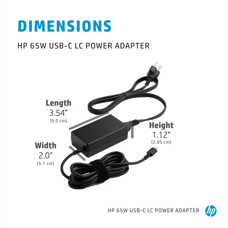 HP 65W USB-C LC toiteadapter sülearvutile Siseruumidesse 65W Must