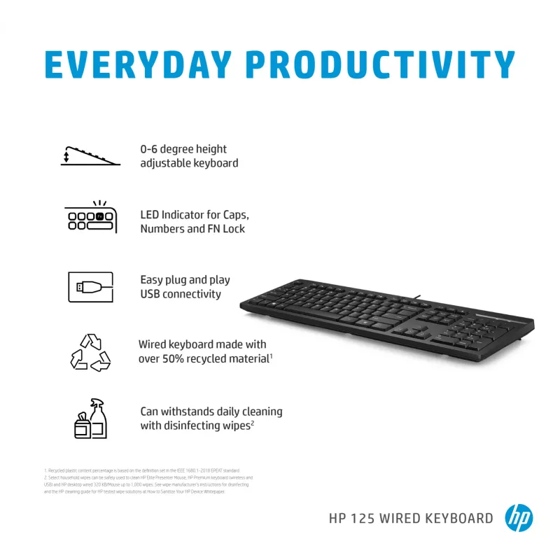 Klaviatuur HP 125 Wired klaviatuur