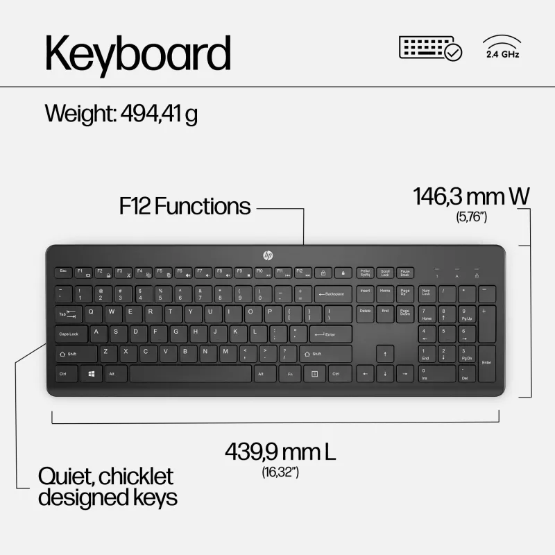 HP 230 juhtmevaba hiire ja klaviatuuri komplekt