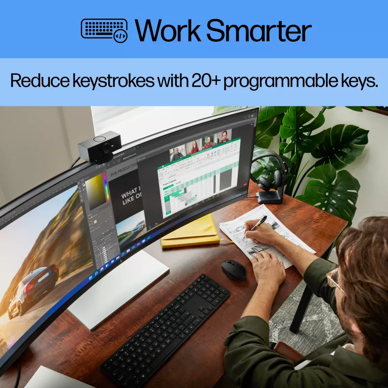HP 450 programmeeritav traadita klaviatuur, täissuuruses, RF-juhtmevaba, USB, must