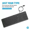 HP 150 juhtmega klaviatuur täissuuruses USB must 1m kaabel
