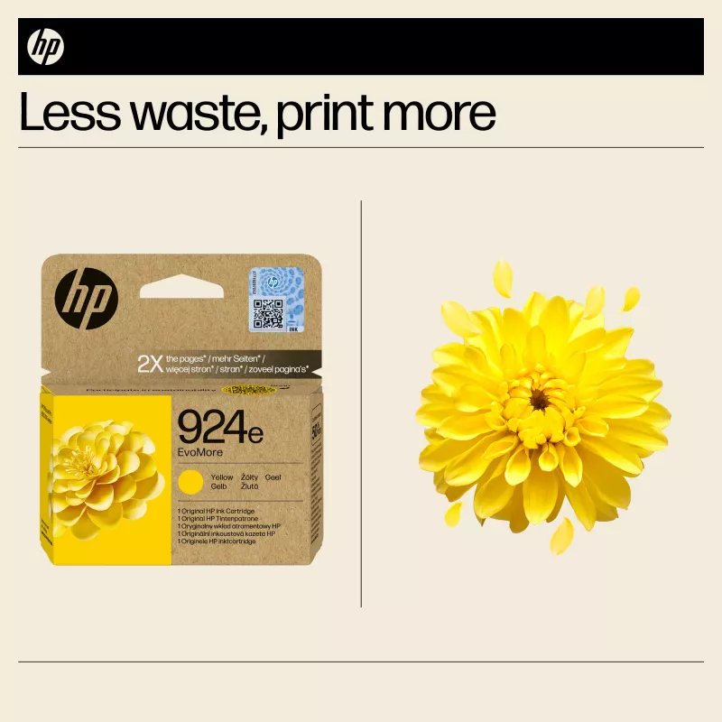 HP 924e EvoMore Kollane Originaal tindikassett, Kollane, 1 tk, 800 lehekülge