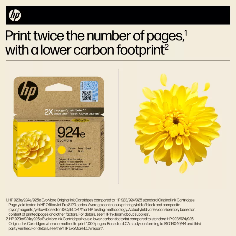 HP 924e EvoMore Kollane Originaal tindikassett, Kollane, 1 tk, 800 lehekülge