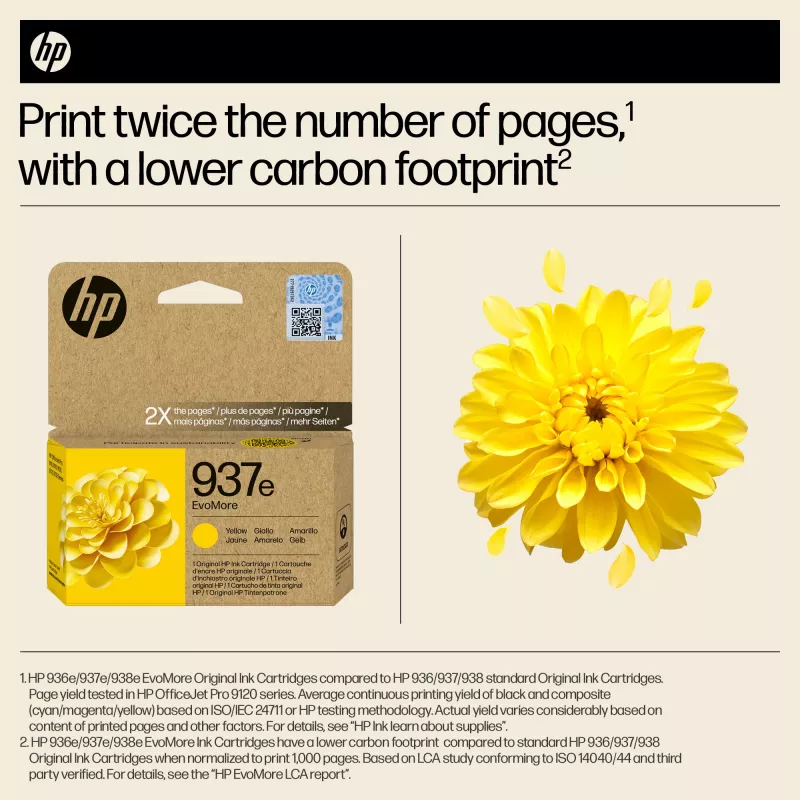 HP 937e EvoMore kollane originaaltindikassett