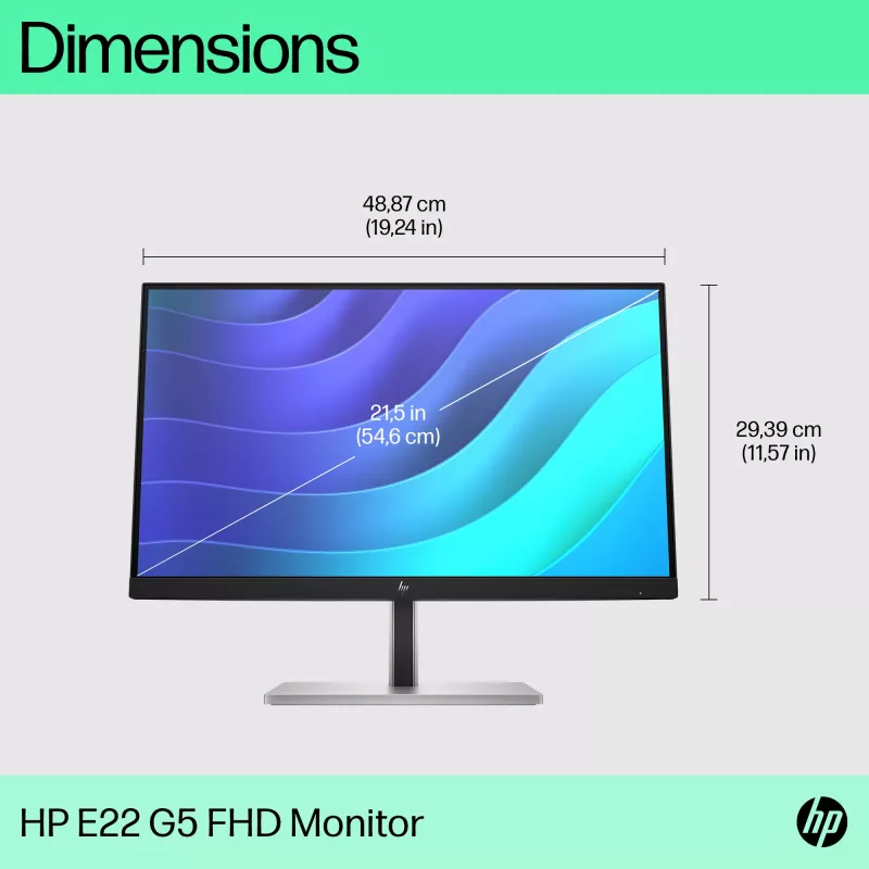 HP E-Seeria E22 G5 FHD Monitor, 54,6 cm (21,5 tolli), Full HD, LCD, 5 ms