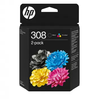 Kassett HP 308 must/tri-värvi tindikasseti komplekt 2 tk pakendis