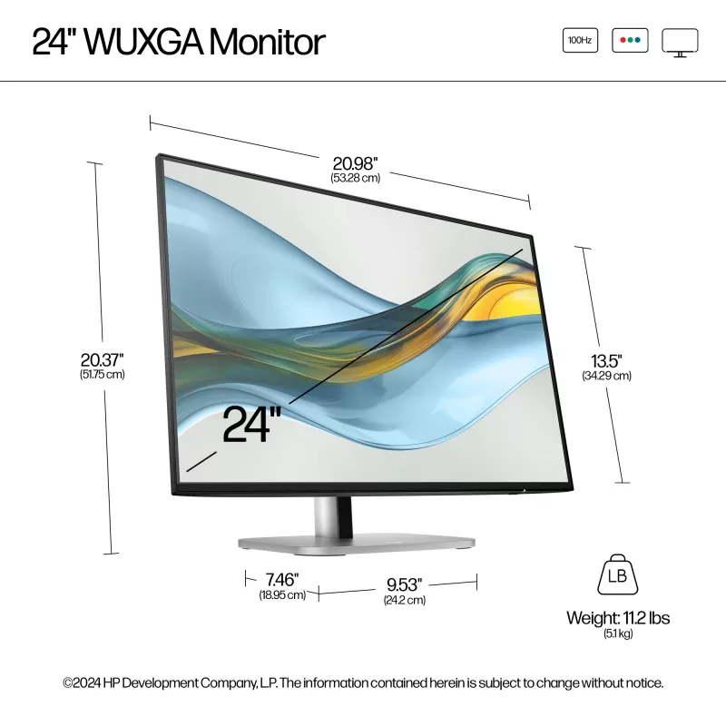 HP Series 5 Pro 24-tolline WUXGA monitor - 524pn, 61 cm (24 tolli), WUXGA, LCD, 5 ms, must