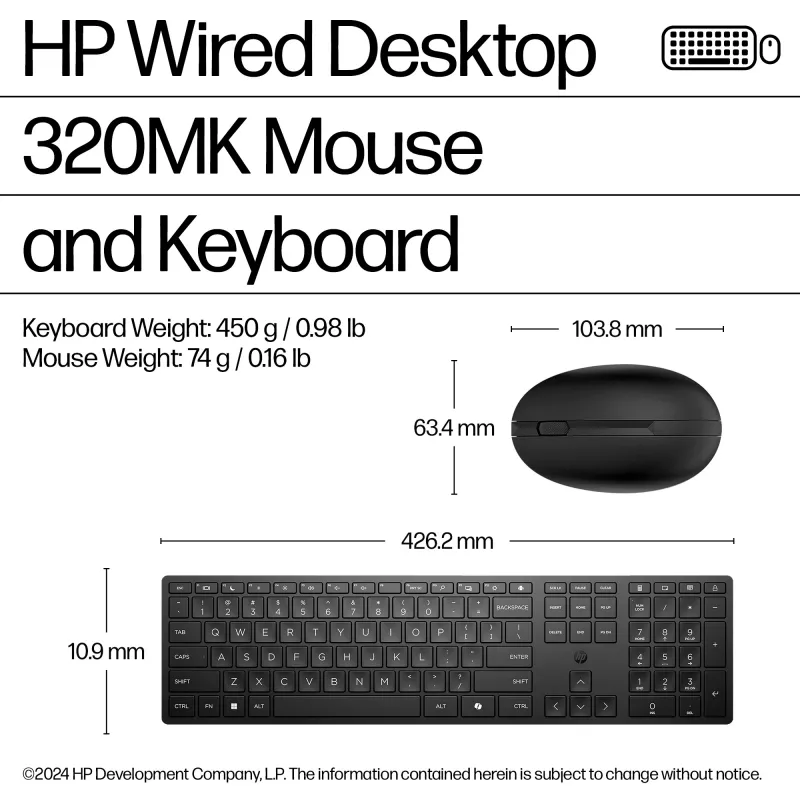 HP Wired Desktop 320MK hiir ja klaviatuur