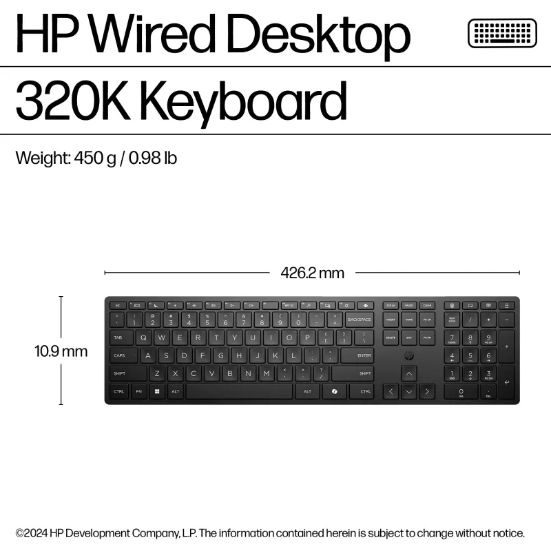 HP Wired Desktop 320K klaviatuur