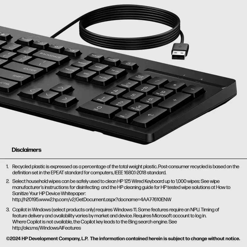 HP 125 juhtmega klaviatuur