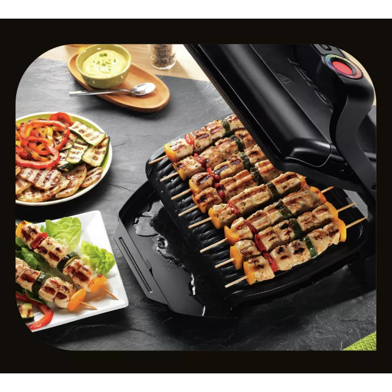 Kontaktgrill Tefal GC7148 — 2000W, roostevabast terasest korpus, ristkülikukujuline, reguleeritav termostaat, rest-pealispind, 365×365×175 mm