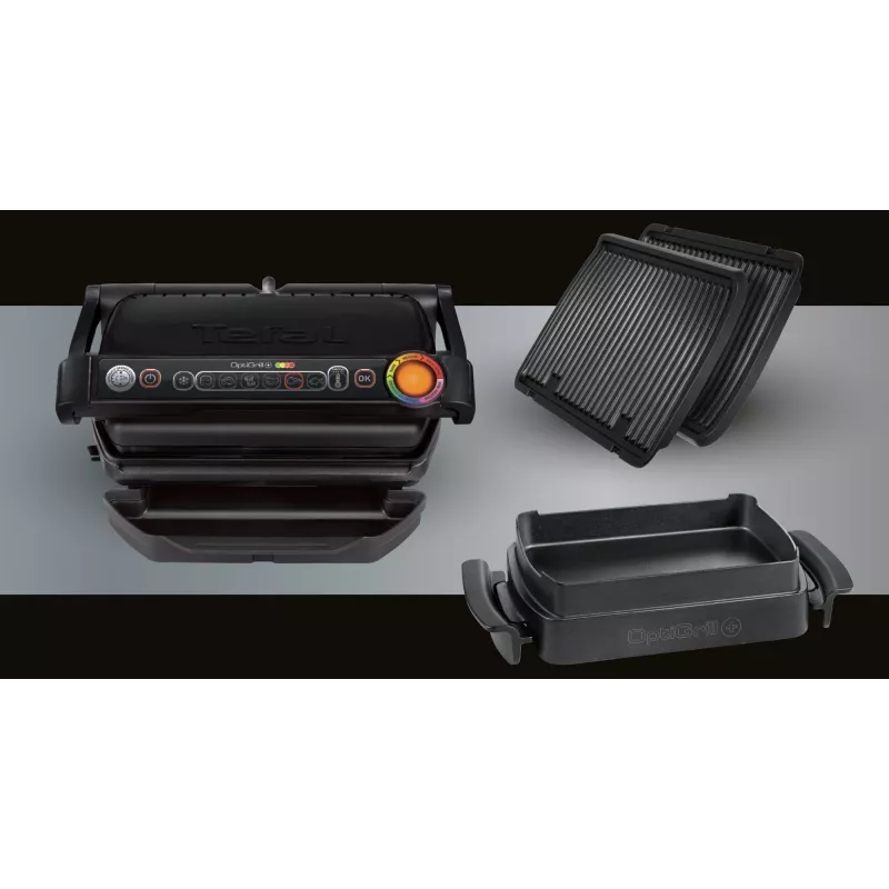 Kontaktgrill Tefal GC7148 — 2000W, roostevabast terasest korpus, ristkülikukujuline, reguleeritav termostaat, rest-pealispind, 365×365×175 mm