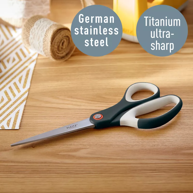 Leitz Cosy Titanium kontorikäärid 205 mm, Täiskasvanud, Sirge lõige, Üksik, Hall, Roostevaba teras, Kontorikäärid