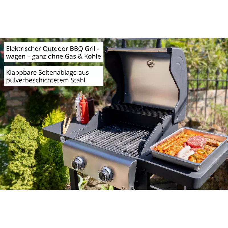 Unold 58595 Barbecue Grill-Wagen BUDDY Cart Electric Must, Roostevaba teras 2600 W