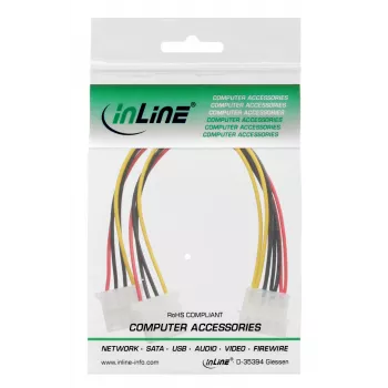 InLine sisemine toite Y-kaabel 1x 5.25-tolline Molex / 2x 5.25-tollist Molexi 0.20 m