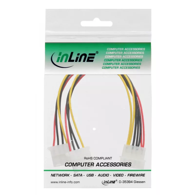 InLine sisemine toite Y-kaabel 1x 5.25-tolline Molex / 2x 5.25-tollist Molexi 0.20 m