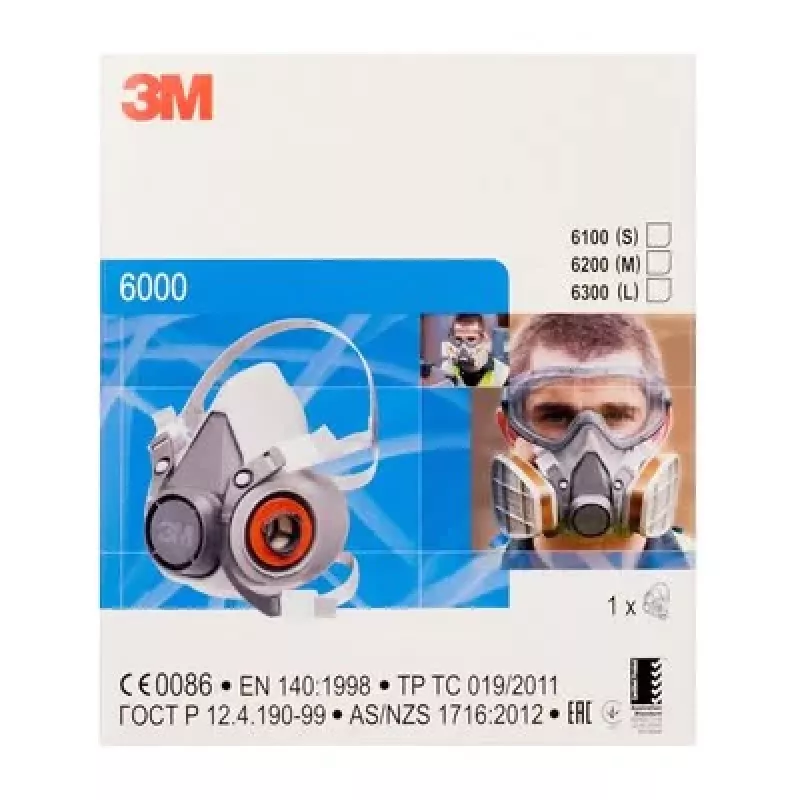 Respirator 3M 6000 seeria L, poolmask taaskasutatav respiraator, suurus L, hall