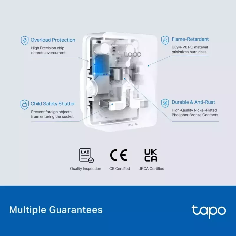 TP‑Link Tapo Mini P110M nutipistik — siseruumides kasutatav Wi‑Fi/Bluetooth nutipistikupesa, 16 A, 100–240 V, 3680 W, valge