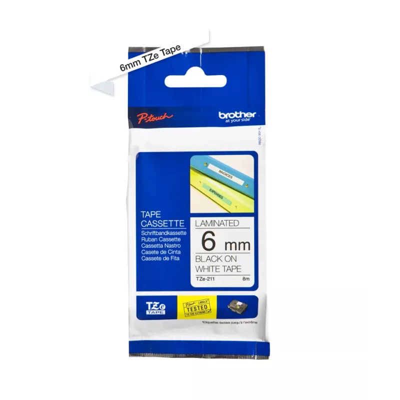 Sildistuslint Brother TZe-211 Must valgel
