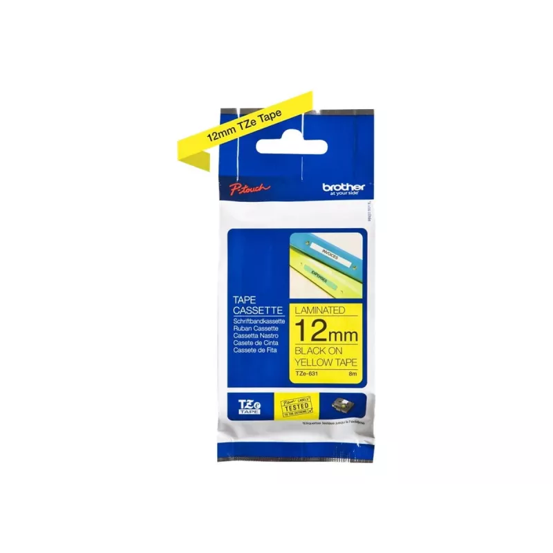 Märgistuslint Brother TZe-631 (TZe) 12 mm x 8 m, must kollasel