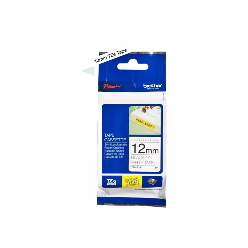 Kleebislint Brother TZeS231 must valgel 1,2 cm 8 m